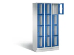 Lockerkast 1800x900x500mm 3x4 vakken Cilinderslot, Sokkel, RAL5010
