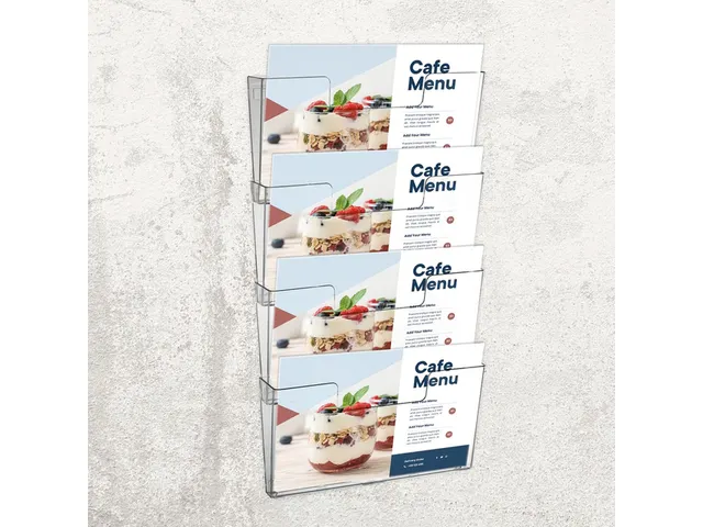 Folderhouder Europel 4x A4 wand liggend koppelbaar transparant