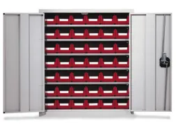 Wandkast Staalplaat 780 x 690 x 285 mm 42 Magazijnbakken Pe Ral 7035