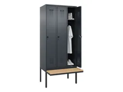 locker met bank,HxBxD 2120x900x815mm,3vak,vak B 300mm,draaigrendel