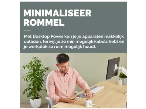 Stekkerblok Fellowes Power Cube F 3-voudig 1xUSB A 2xUSB C 2m wit