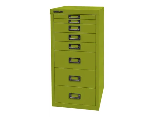 kantoor-ladekast HxBxD 590x279x380mm 8 laden romp + front groen staal