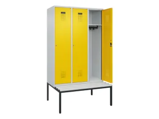 locker met bank,HxBxD 2120x1200x815mm,3vak,vak B 400mm,cilinderslot - 1