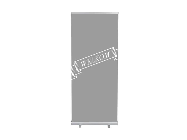 Roll-Banner 85x200 complete set met print "Welkom" Grijs