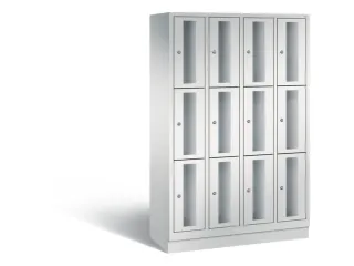 Lockerkast 1800x1190x500mm 4x3 vakken Cilinderslot, Sokkel, RAL7035 - 2