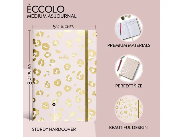 Notitieboek Èccolo Leopard lijn ca.15x20cm 80gr. 256pag. met elastiek