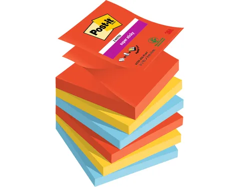 Memoblok Post-it Z-Notes R330 Super Sticky 76x76mm Playful 6 stuks