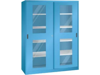 venster-schuifdeurkast HxBxD 1950x1500x580mm 8xStalen bodem RAL5012 - 1
