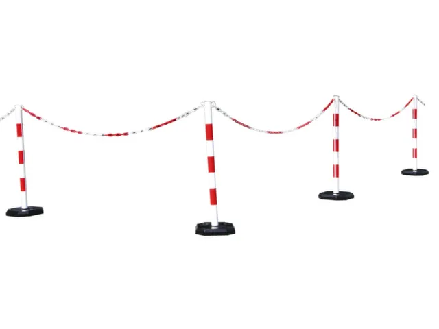 Kunststof Kettingstaanderset Achthoekige Rood Wit 900x280x280mm