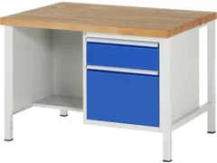 werkbank,HxBxD 840-1040x1250x900mm,beukblad,draagverm. 1250kg,4voeten