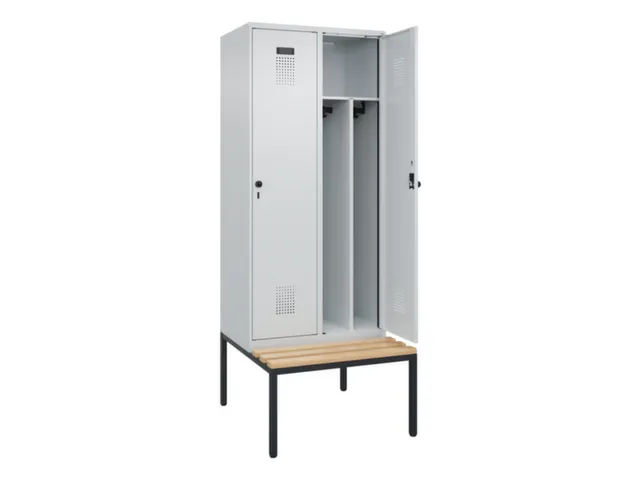 locker met bank,voor scheiding van kleding,HxBxD 2120x800x815mm,2vak