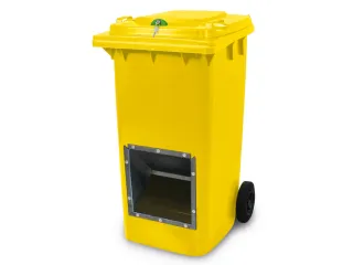 verrijdbare zoutbak,afsluitbaar,240l,HxBxD 1075x580x730mm,HDPE,geel - 1