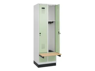 locker met bank,HxBxD 1950x600x815mm,2vak,vak B 300mm,draaigrendel - 1