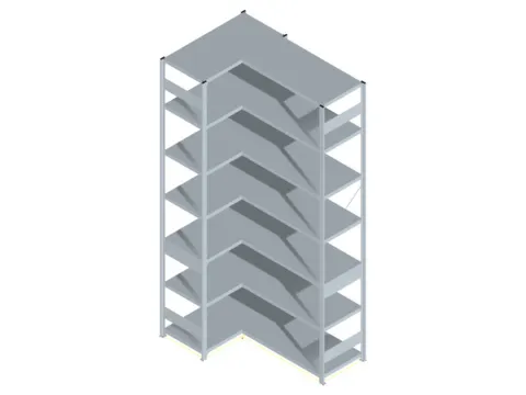 Hoekstelling Hxbxd 3000x1060/1515x535mm Veldlast 900kg 2x7legborden