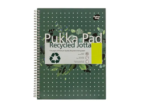 Collegeblok Pukka Pad Jotta Recycled A4 lijn 4-gaats 110pag 80gr groen