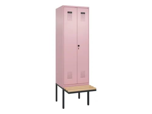 locker met bank,voor scheiding van kleding,HxBxD 2120x600x815mm,2vak
