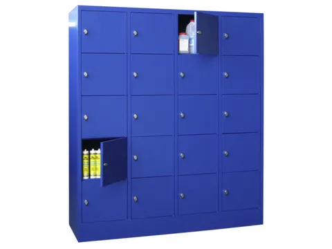 lockerkast,HxBxD 1850x1600x500mm,4x5vakken,RAL7035,front RAL3000