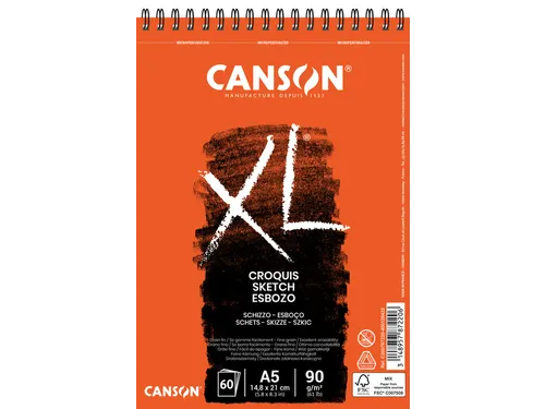 Schetsblok Canson XL A5 60 vel 90gr spiraal