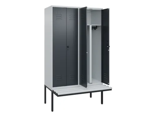PBM-locker met bank,HxBxD 2120x1200x815mm,4vak,vak B 300mm