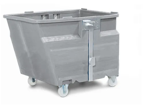 PE-kiepbak,HxLxB 900x1260x960mm,0,6m³,draagverm. 300kg,grijs,Wielen