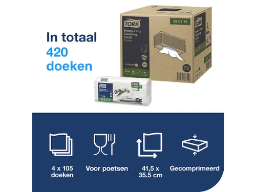 Reinigingsdoek Tork 530179 Heavy-Duty W4 multifunctioneel nonwoven