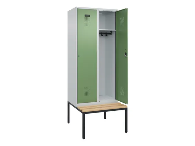 locker met bank,HxBxD 2120x800x815mm,2vak,vak B 400mm,cilinderslot