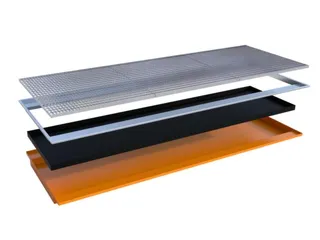 ophangbak,opvangvol. 200l,HxBxD 110x3250x1265/915mm,m. PE-element - 2