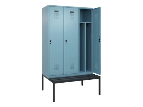 locker met bank,voor scheiding van kleding,HxBxD 2120x1200x815mm,3vak