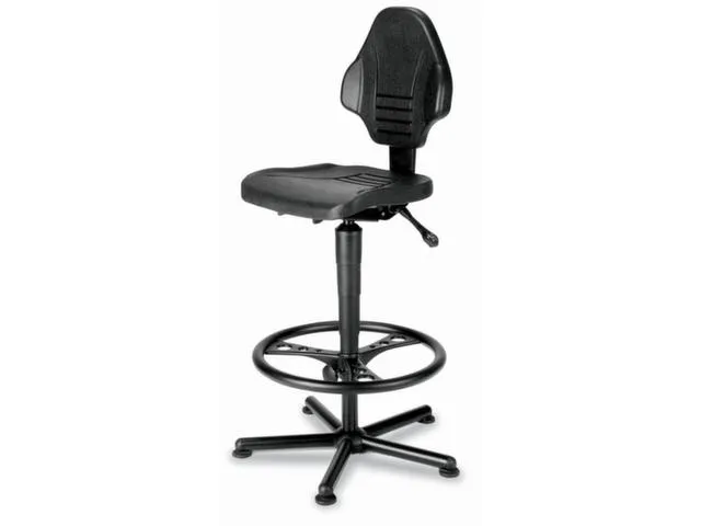 Werkplaatsstoel 615-885mm Voetkruis Ronde Staalbuis Glijders