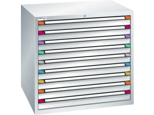 ladekast HxBxD 1000x1005x695mm 9laden RAL7035 front RAL7035