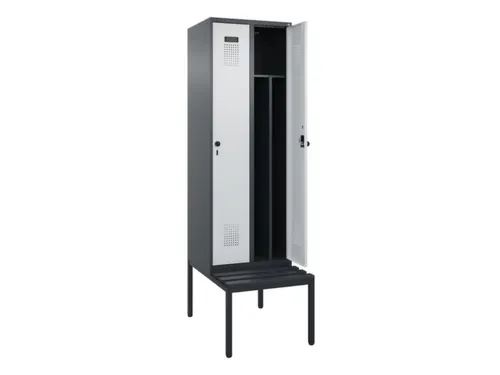 locker met bank,voor scheiding van kleding,HxBxD 2120x600x815mm,2vak