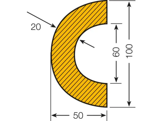 protection de tube,coude,LxØ 1000x50-70mm,PU,jaune/noir,autoadhésif
