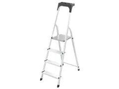 aluminium trapladder,eenzijdig,4treden,bordes geribbeld,stand H 0,83m