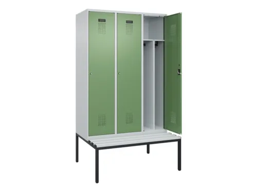 locker met bank,voor scheiding van kleding,HxBxD 2120x1200x815mm,3vak