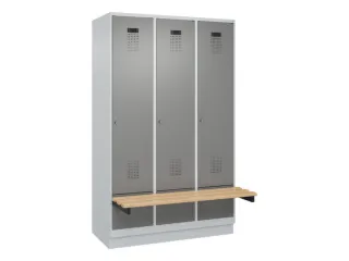 locker met bank,HxBxD 1950x1200x815mm,3vak,vak B 400mm,cilinderslot - 2