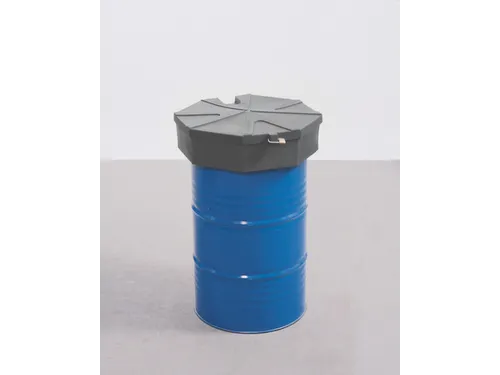 trechter,v. 200l vat,HxØ 190x690mm,m. zeef,deksel