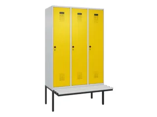 locker met bank,voor scheiding van kleding,HxBxD 2120x1200x815mm,3vak - 2