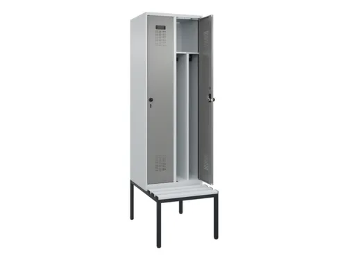 locker met bank,voor scheiding van kleding,HxBxD 2120x600x815mm,2vak
