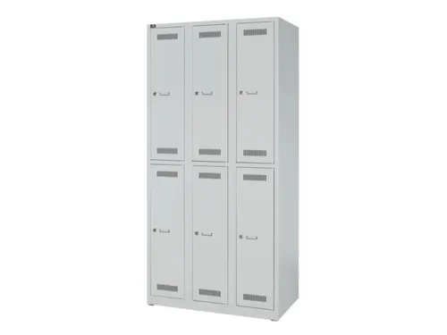 Dubbeldekse garderobekast,HxBxD 1850x900x500mm,3x2vak.,vak B 300mm