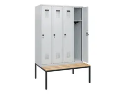 locker met bank,HxBxD 1950x1200x815mm,4vak,vak B 300mm,draaigrendel