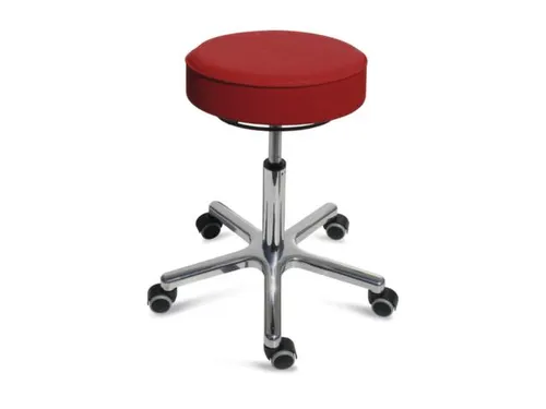 Draaikruk met Wielen 460-590mm Zitting Kunstleer Rood Aluminium
