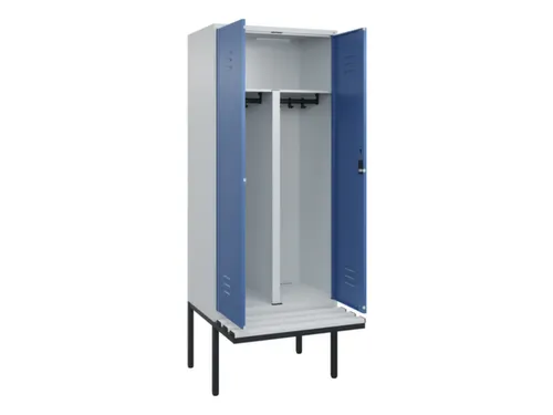 PBM-locker met bank,HxBxD 2120x800x815mm,2vak,vak B 400mm,cil.-slot