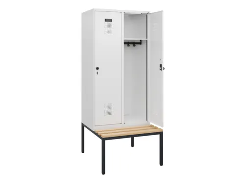 locker met bank,HxBxD 1950x800x815mm,2vak,vak B 400mm,draaigrendel