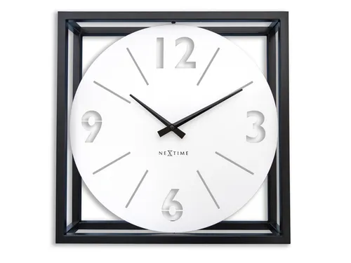 Tafel/wandklok NeXtime Time Frame 40x40cm wit metaal