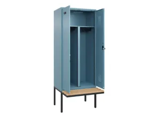 PBM-locker met bank,HxBxD 2120x800x815mm,2vak,vak B 400mm,draaigrendel - 1
