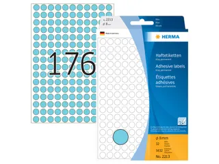 HERMA 2213 Multipurpose etiketten Rond 8mm Blauw 5632 stuks - 1