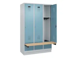 locker met bank,HxBxD 1950x1200x815mm,3vak,vak B 400mm,cilinderslot
