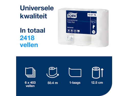 Tork 100776 Toiletpapier Traditioneel Universal 1-laags Naturel 48 Rol