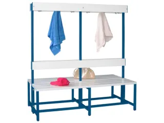 dubbele zitbank HxLxD 1600x1500x770mm Kunststof Wit RAL5010 Blauw - 2