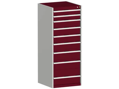 ladekast HxBxD 1600x650x650mm 9laden RAL7035 front RAL3004